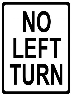 No left turn sign image