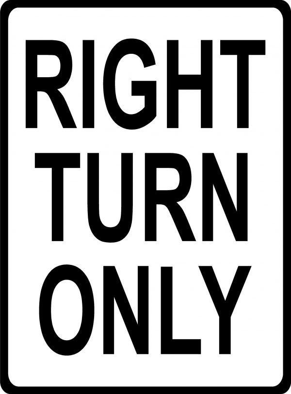 Right turn only sign image